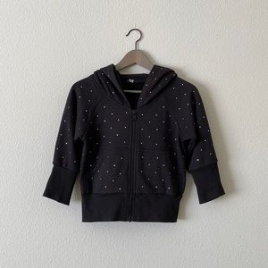 SLY rhinestone cropped hoodie black streetwear